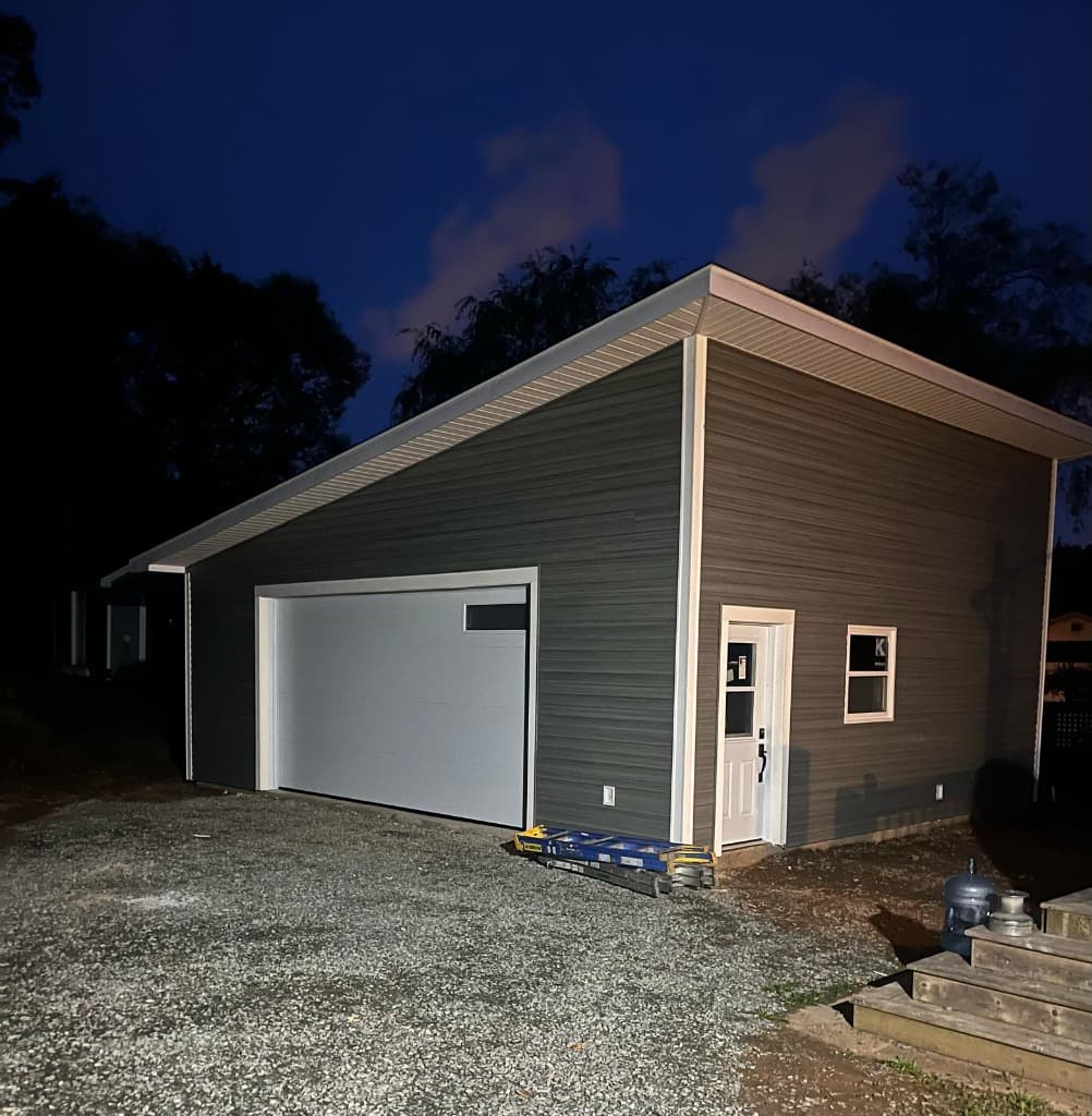 Newly built custom garage structure